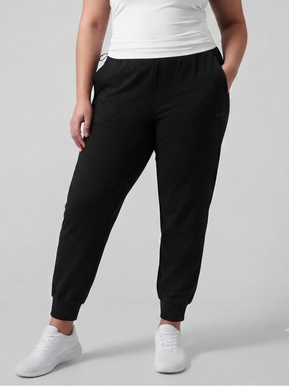 HYBA Black Stretch Jogger Pants with Cuffed Ankles size LARGE